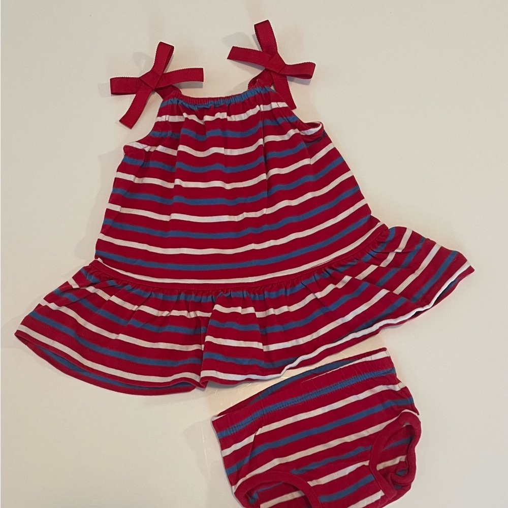 Hanna Andersson - Red, White & Blue Dress & Bloomers | 6-12 Months